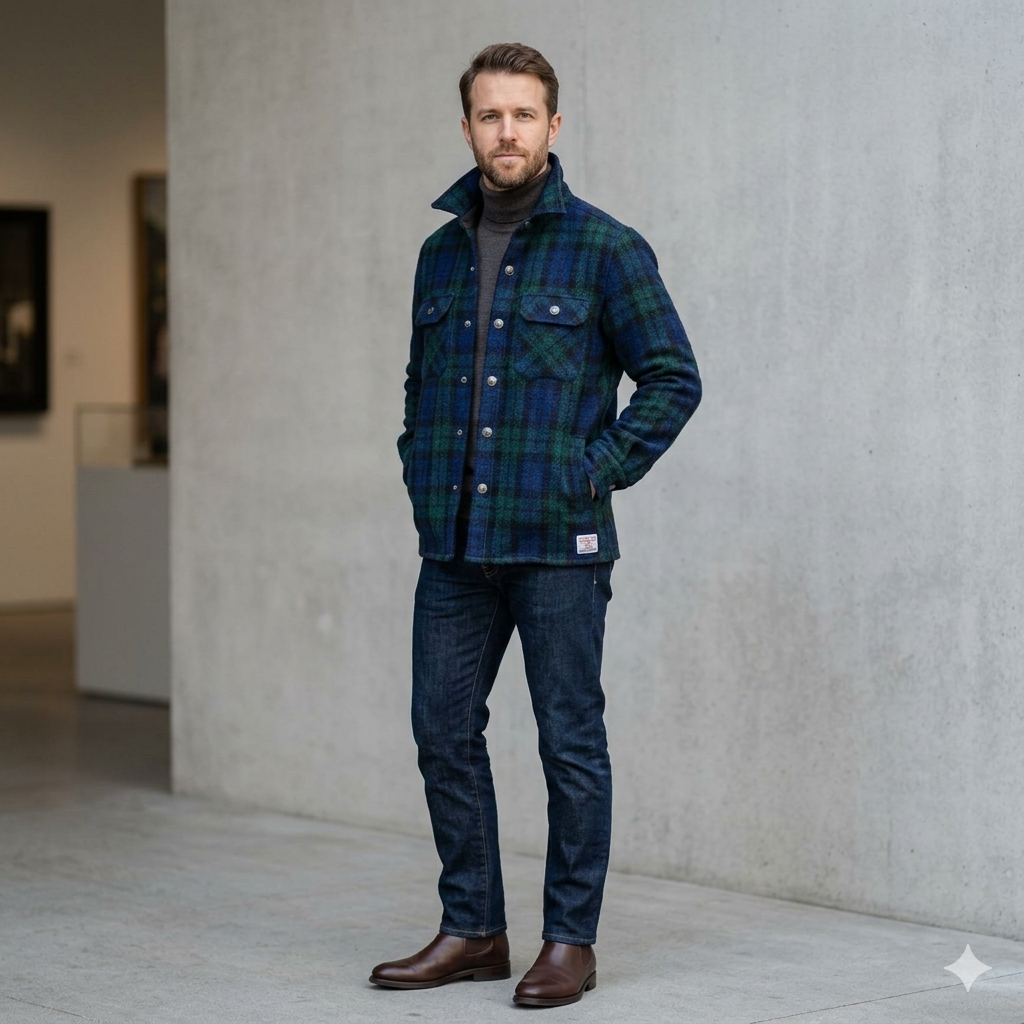 Bucktrout | Harris Tweed Black Watch Tartan Overshirt