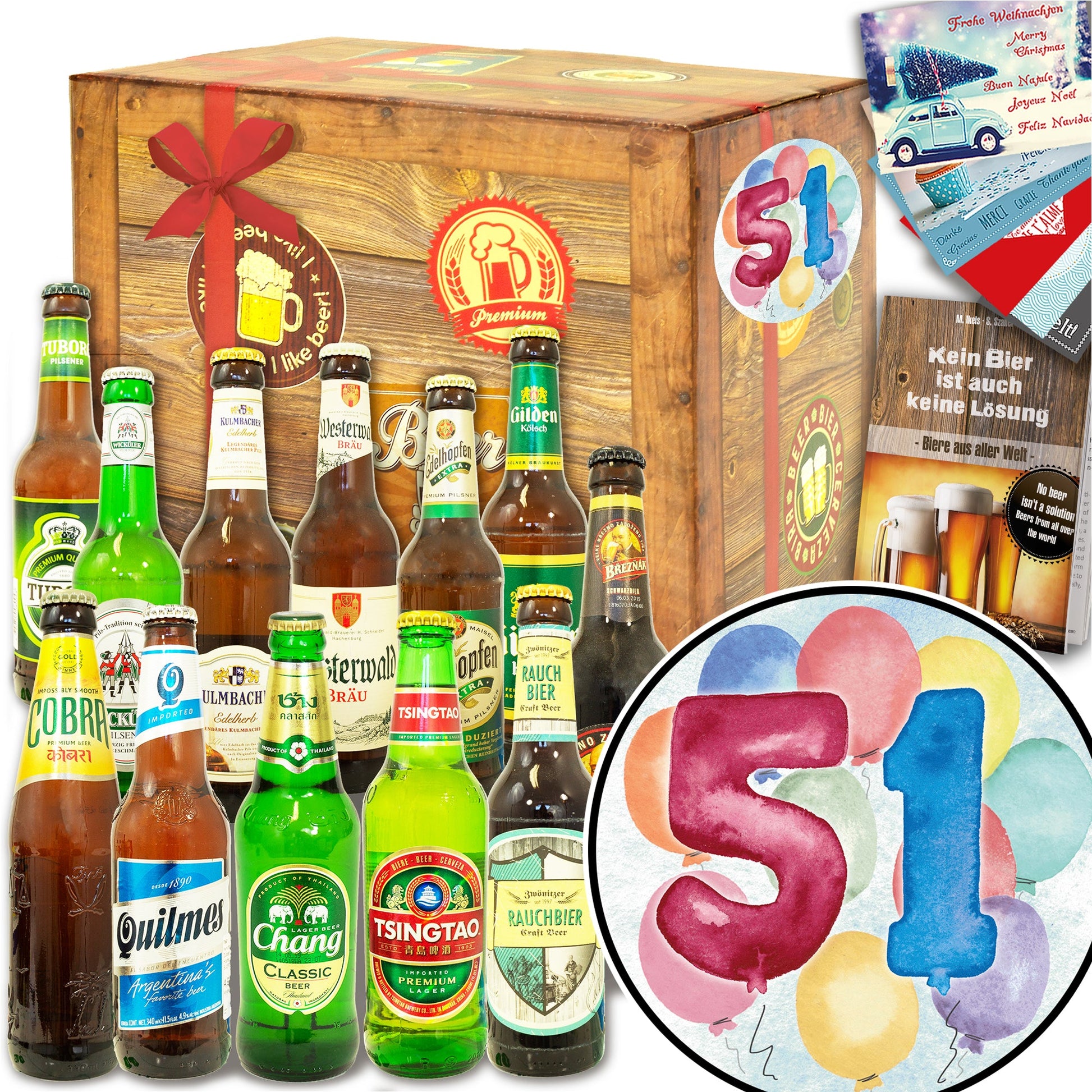Geburtstag 51 | 12 Flaschen Bier International und DE | Paket