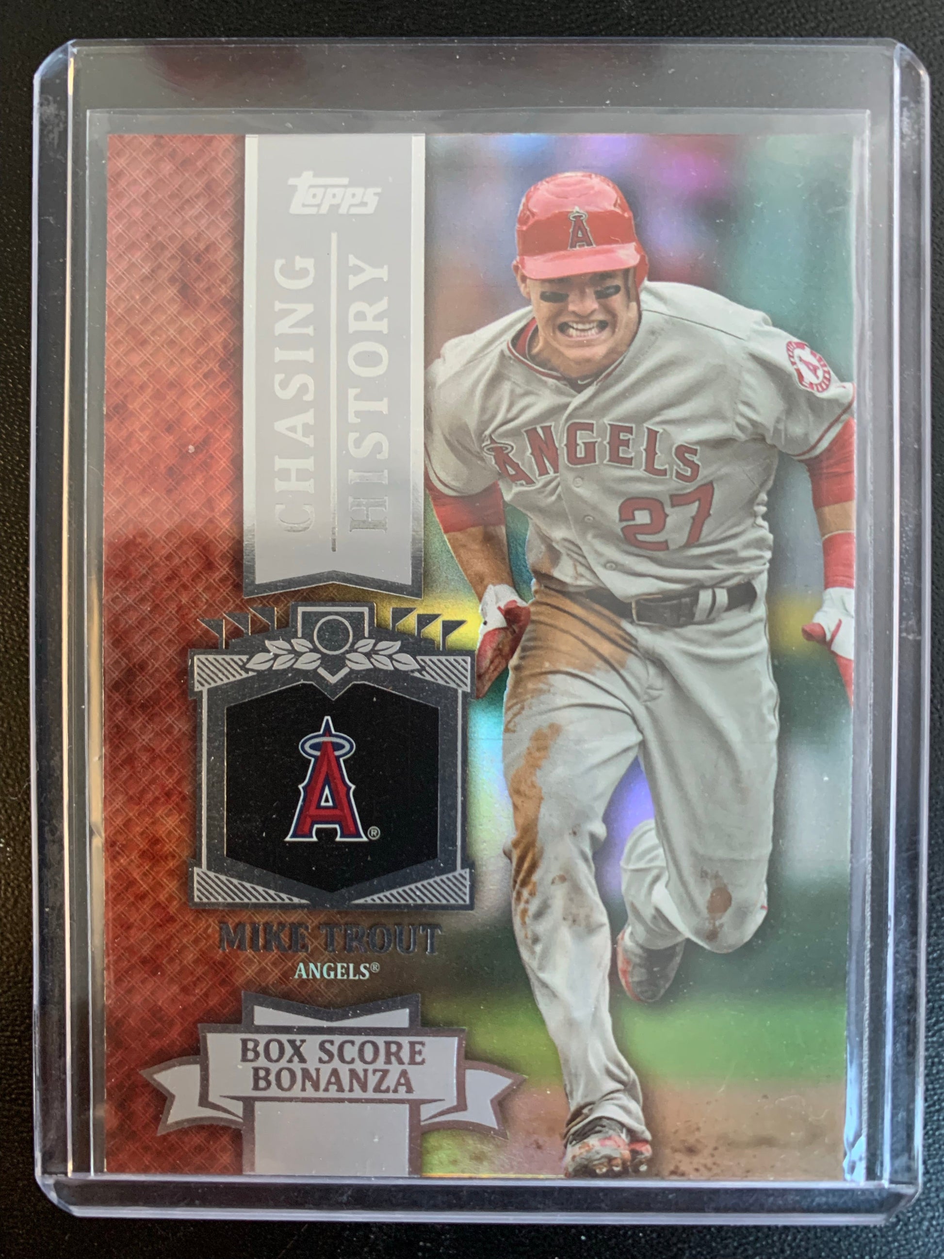 2013 TOPPS BASEBALL #CH-64 LOS ANGELES ANGELS - MIKE TROUT CHASING HISTORY HOLOFOIL INSERT