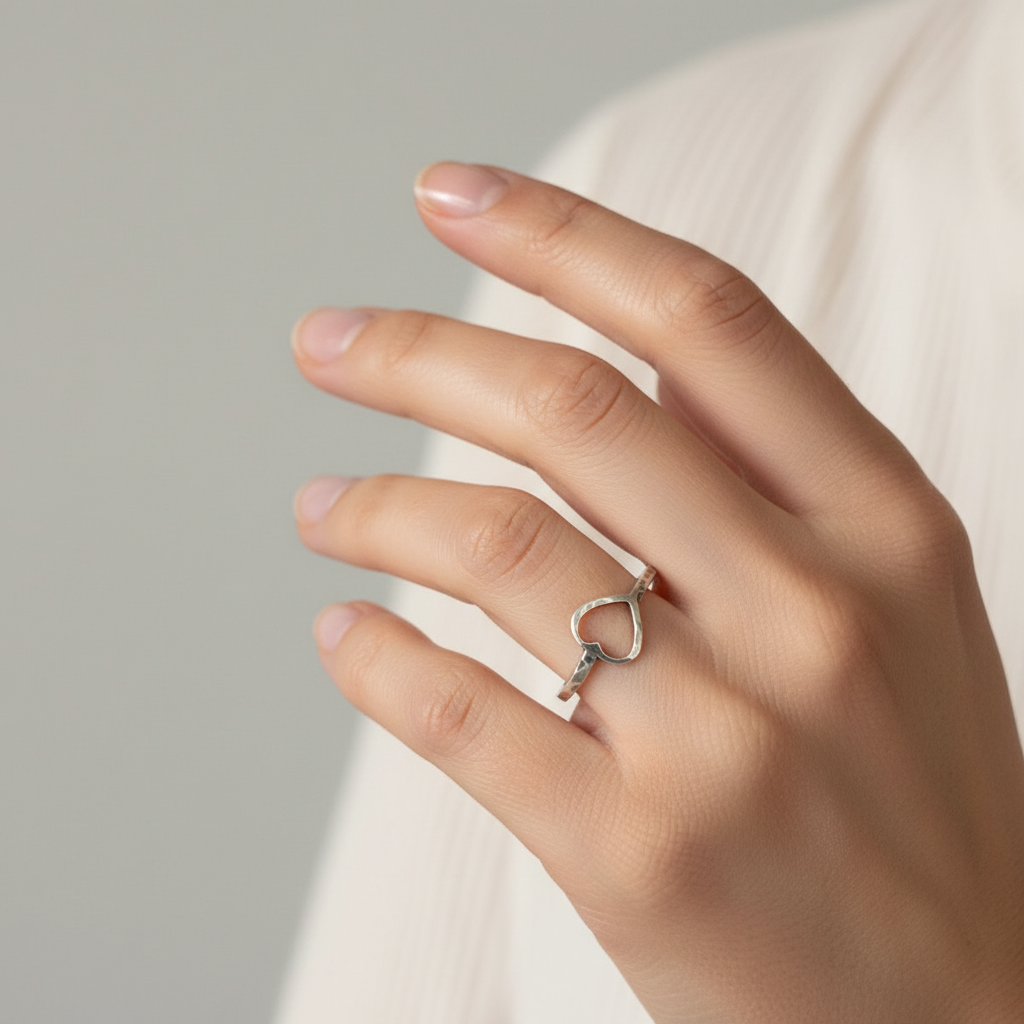 Anello cuore vuoto su misura 17 - PEZZO UNICO - Lumiere Bijoux