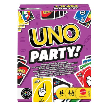 Boîte du jeu de société UNO Party - 6-14 joueurs, 20 min, 7 ans+ | AdventureBox
