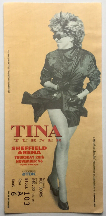 Tina Turner Original Concert Ticket Sheffield Arena 28th Nov 1996