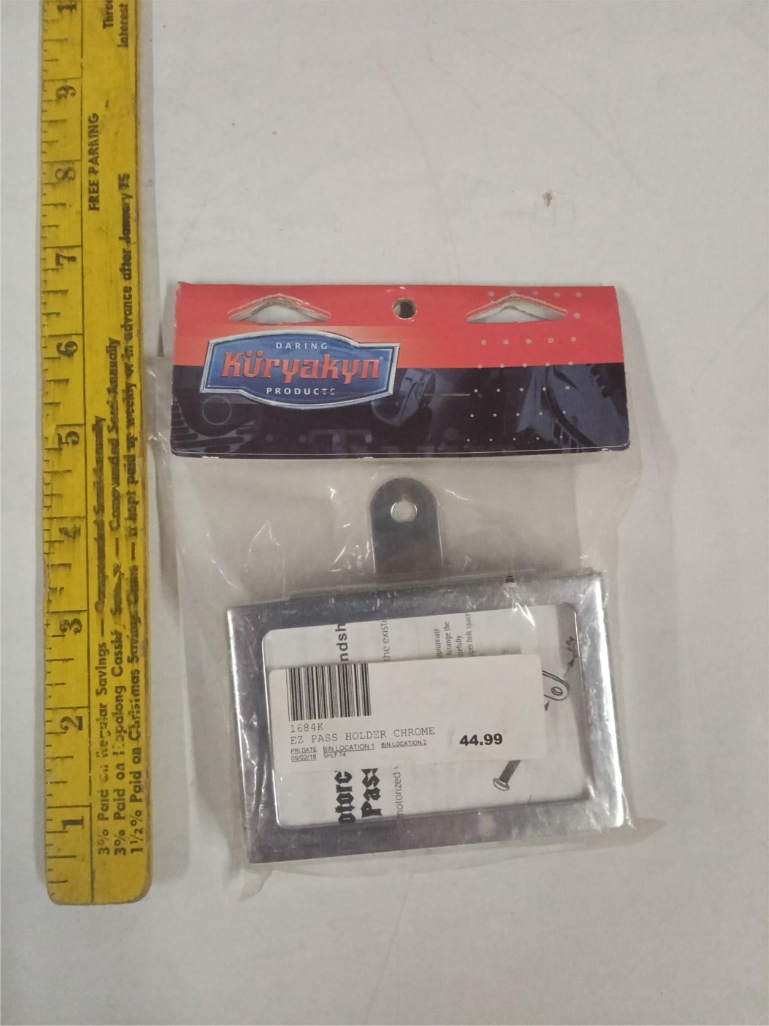 Kuryakyn 1684K Chrome E-Z Pass Toll Pass Holder Motorcycle Mount