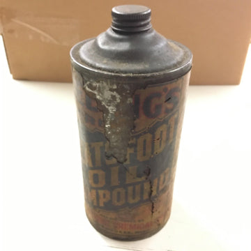 Vtg Neatsfoot Oil Compound By Fiebing Chemical Co. Metal Tin Can paper label