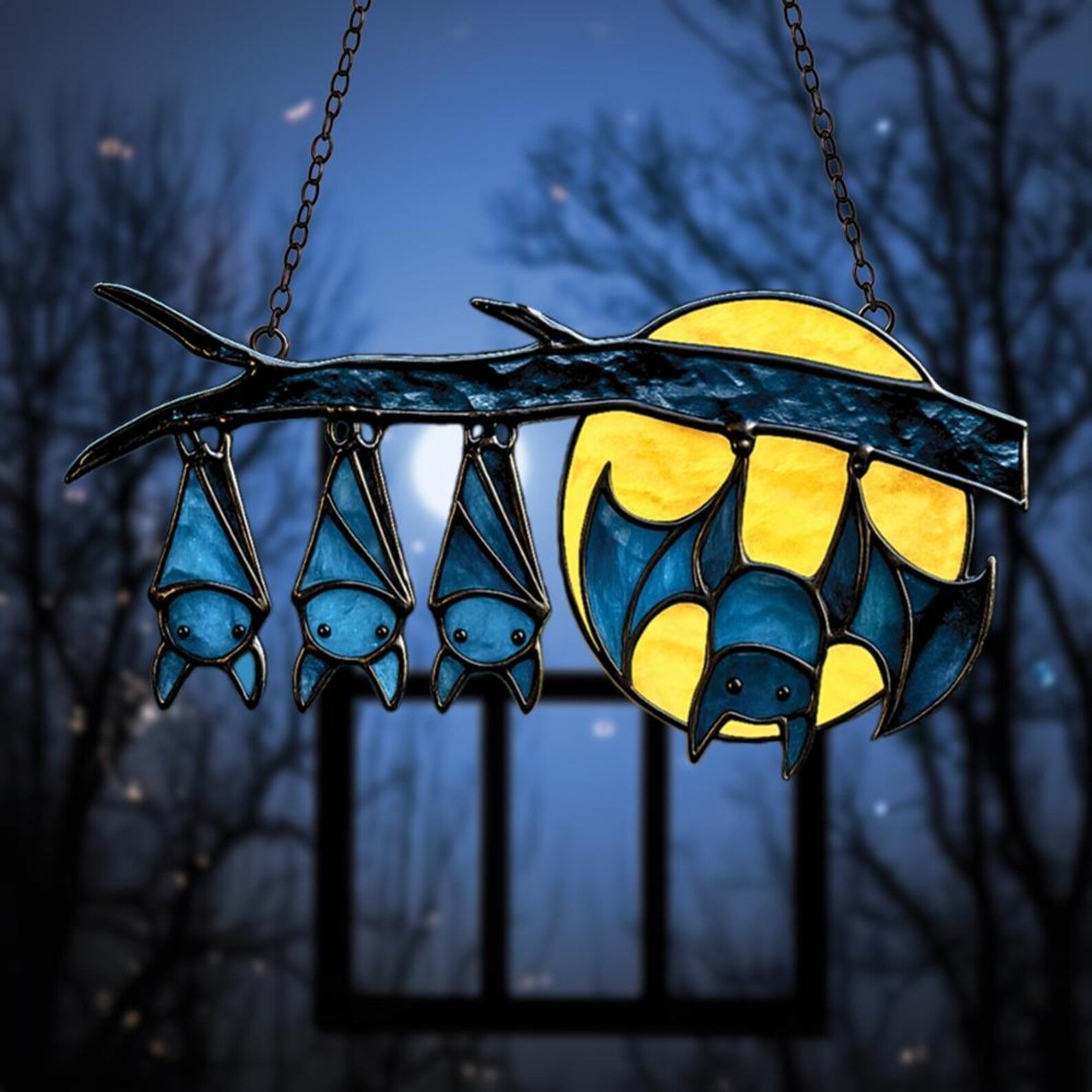Cute Moonlit Bat Acrylic Window Suncatcher