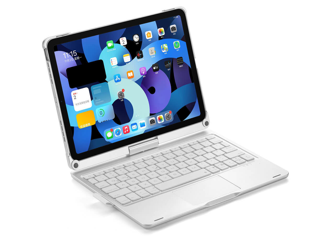 iPad Pro 11 Inch (2024/2025) Toetsenbord Case Zilver 360 graden draaibaar met Touchpad Muis