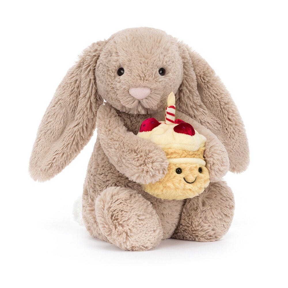 Jellycat Bashful - Beige Birthday Bunny Soft Toy Jellycat