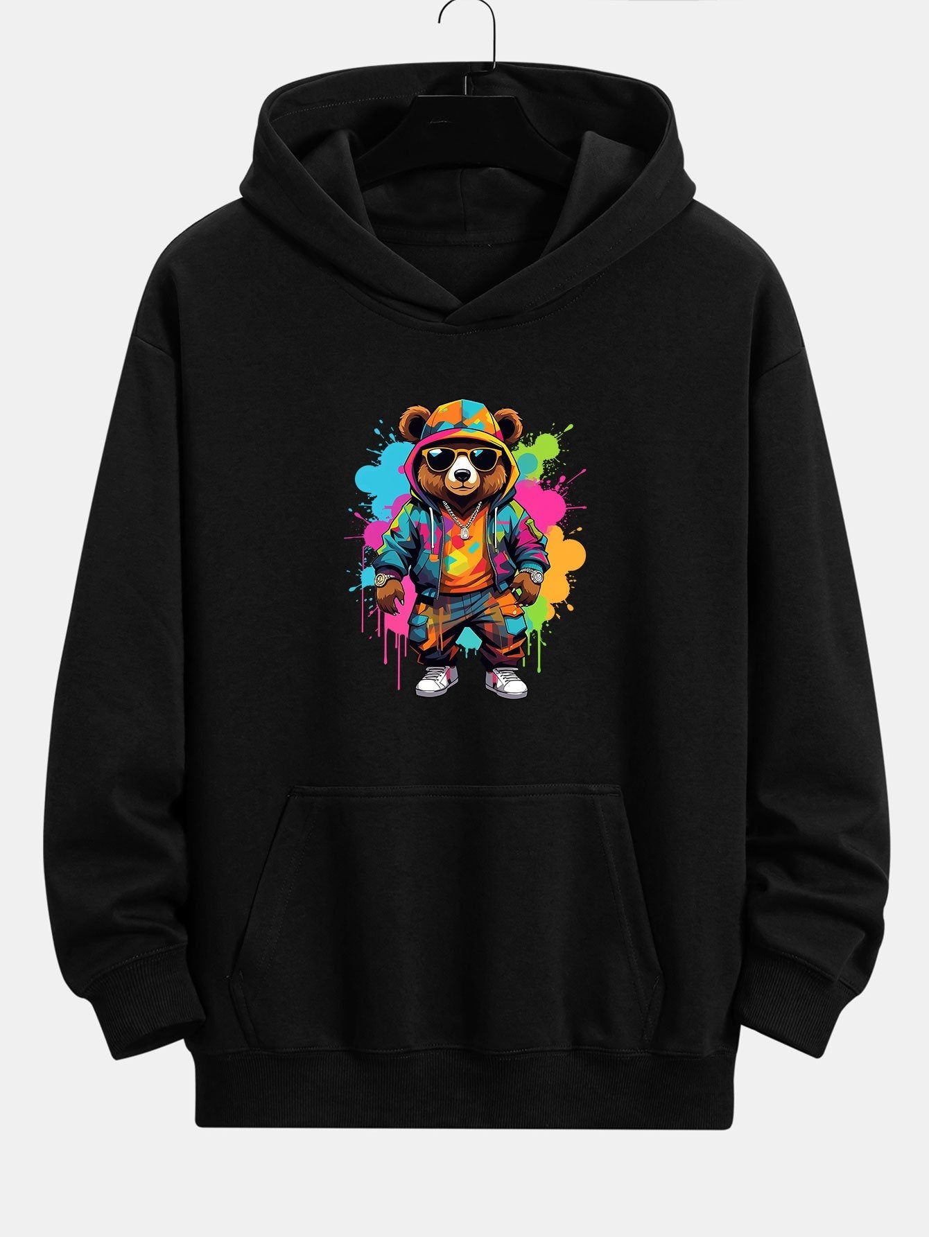 Ink Bear Print Relax Fit Hoodie