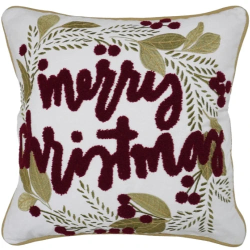 Kerst sierkussen met borduursel en tekstdesign – Urbane Hide