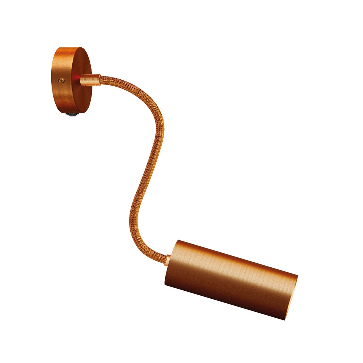 Lampada Fermaluce Flex 30 con mini rosone con interruttore e faretto con paralume Tub-E14 - Rame satinato