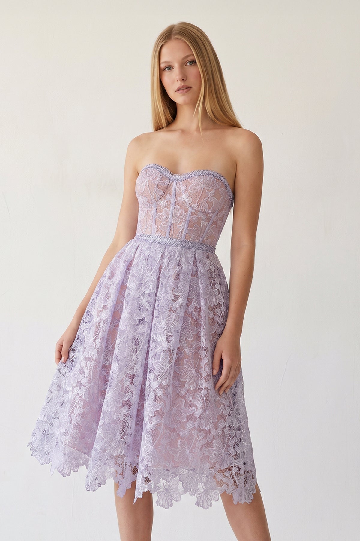 Lavender Sweetheart A Line Corset Party Dress With Applique - KissProm