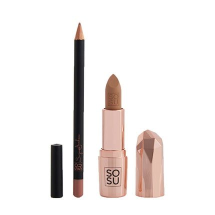 Let Them Talk Nudist Lip Kit with Lipstick and Contour Pencil (Lip Kit) - Maison des fragrances