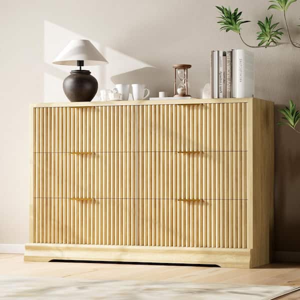 LACOO Elegant Fluted 48 in. Light Oak Dresser, 6-Spacious Drawers with  Smooth Gliding Runners, Multi-Purpose Organizer V-WD-0963A-BG