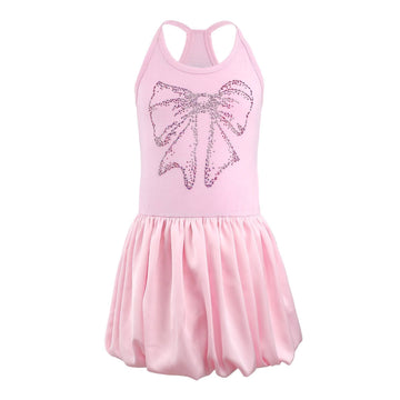 Pink Lola & The Boys Crystal Bow Bubble Dress for girls, featuring a crystal bow detail and playful bubble silhouette.