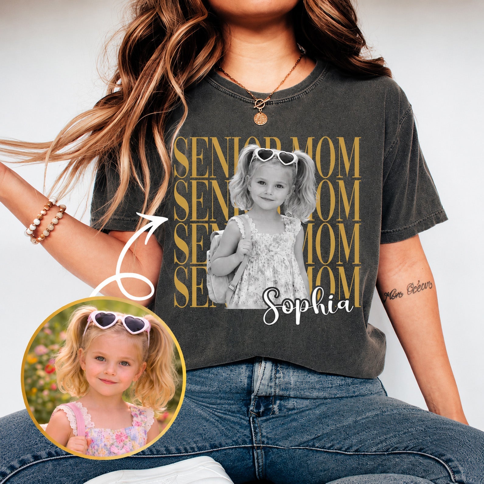 Personalized Senior Mom Comfort Colors Shirt, Custom Photo Class of 2027 Graduation Tee, Proud Mom Gift 685602