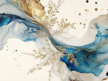Blue Gold Marble Abstract