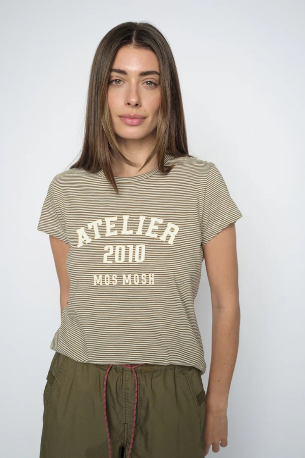Mos Mosh Camp Stripe Tee (Available in Two Colours)