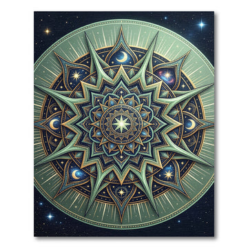 Teal Celestial Mandala Area Rug
