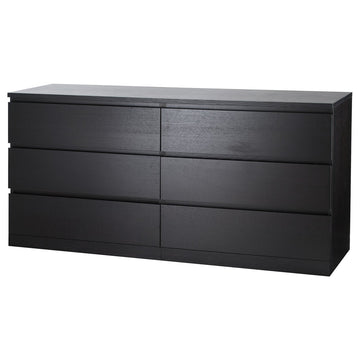 IKEA MALM 6-Drawer Dresser – Black Brown – Matching Pair Available