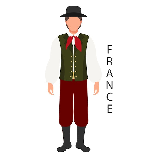A man and a woman in folk french national costumes culture and traditions of france illustration