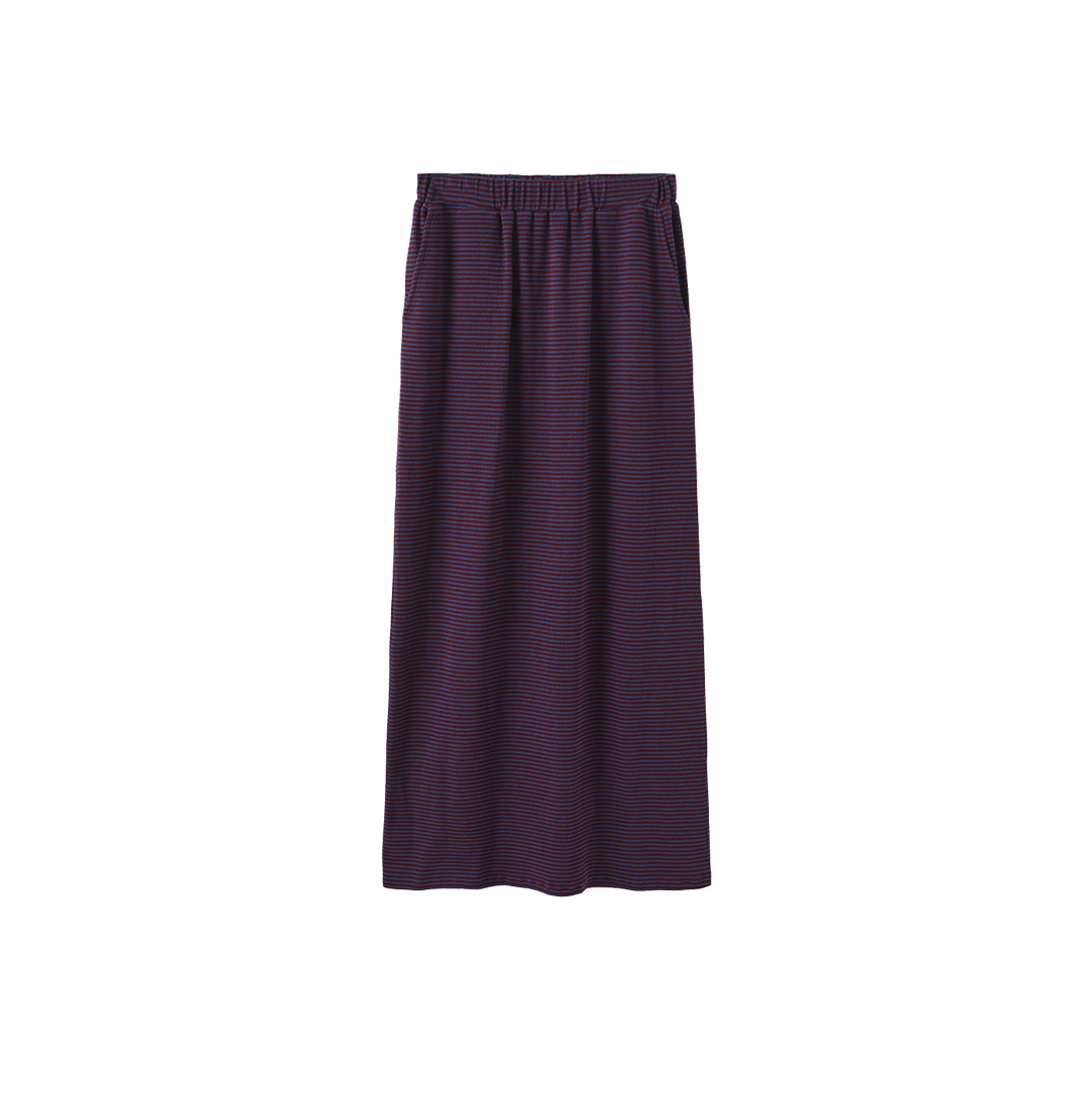 Swan Stripe Elastic Maxi Skirt