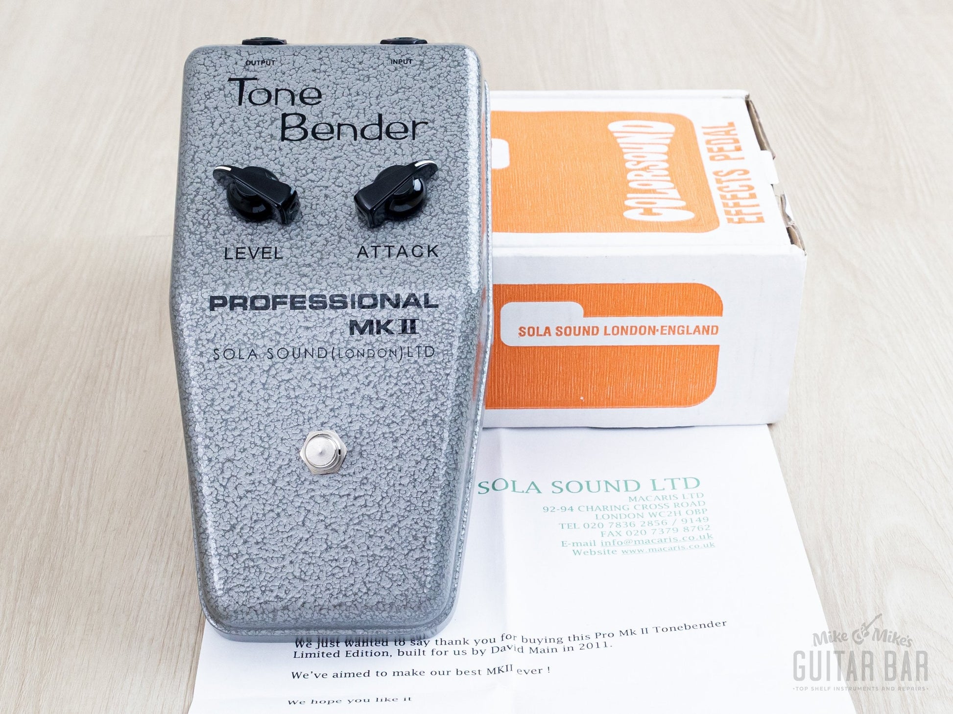 2011 Sola Sound Professional MKII Tone Bender David Main DAM, Mint w/ Box, OC84 Germanium