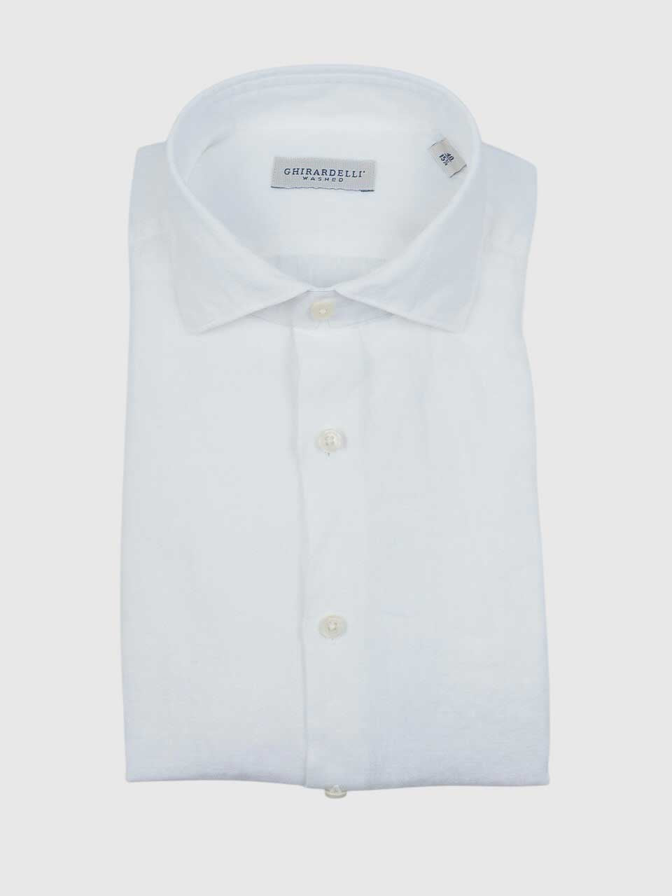 Ghirardelli 1911 Washed Linen Shirt White
