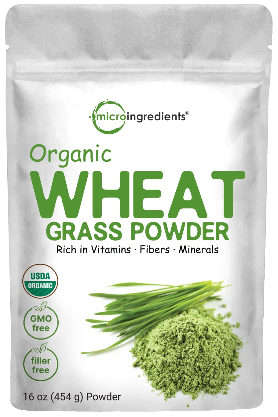 Organic Wheat Grass Powder 16 oz US Grown Whole-Leaf