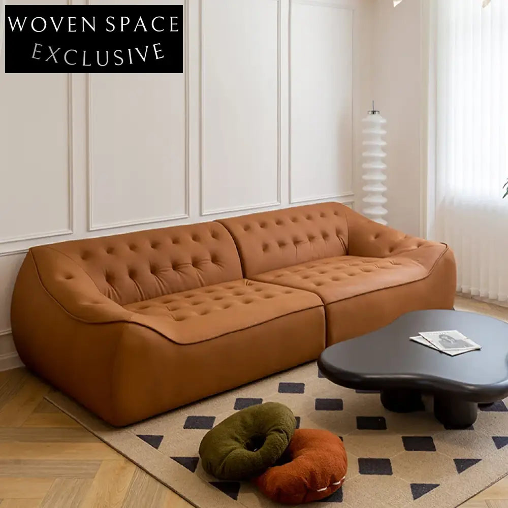 Modern Nordic Design Low Profile Sectional Leather Sofa for Living Room