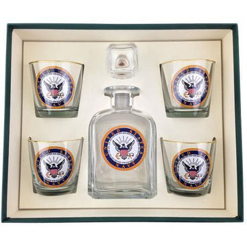Navy Logo 5 Piece Decanter Set-Decanter-Richard E. Bishop-Top Notch Gift Shop