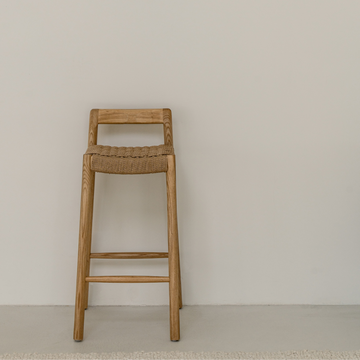 Barstoel Nulla - Zithoogte 65 cm - Eik kleur - Essenhout - Geweven zitting