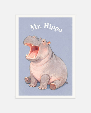 Poster of Nursery hippo wall art – Funny big animal watercolor print for nursery, thumbnail