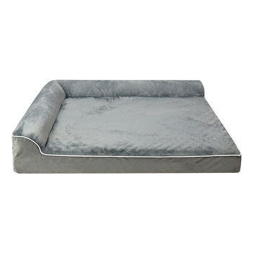 Orthopedic L - Shaped Memory Foam Dog Bed with Neck Support - Grey - Rivercity House & Home Co. (ABN 18 642 972 209) - Affordable Modern Furniture Australia