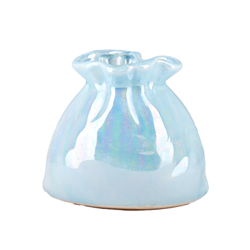 Blue Iridescent Pouch Vase