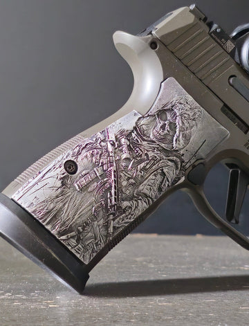 ambda-Grips Ghost LTD P365 Legion grips, limited-edition hand-painted panels, precision-fit design crafted in Colorado.
