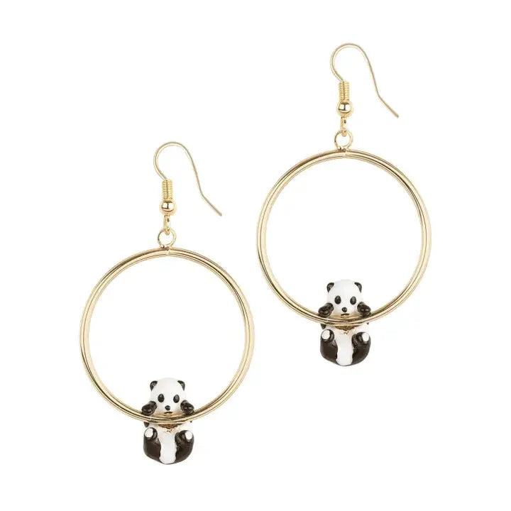 Panda Front Facing Hoops Earrings Bill Skinner Gold One Size
