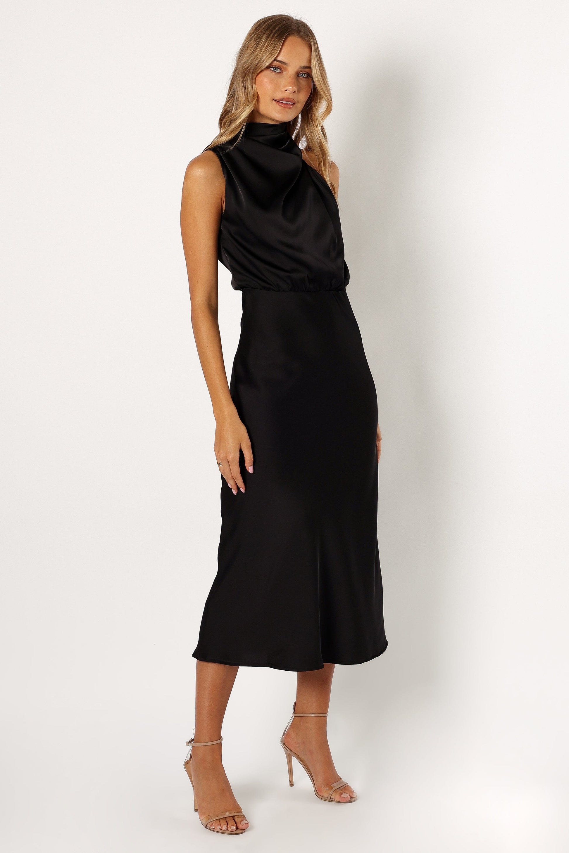 Petal and Pup USA DRESSES Anabelle Halter Neck Midi Dress - Black