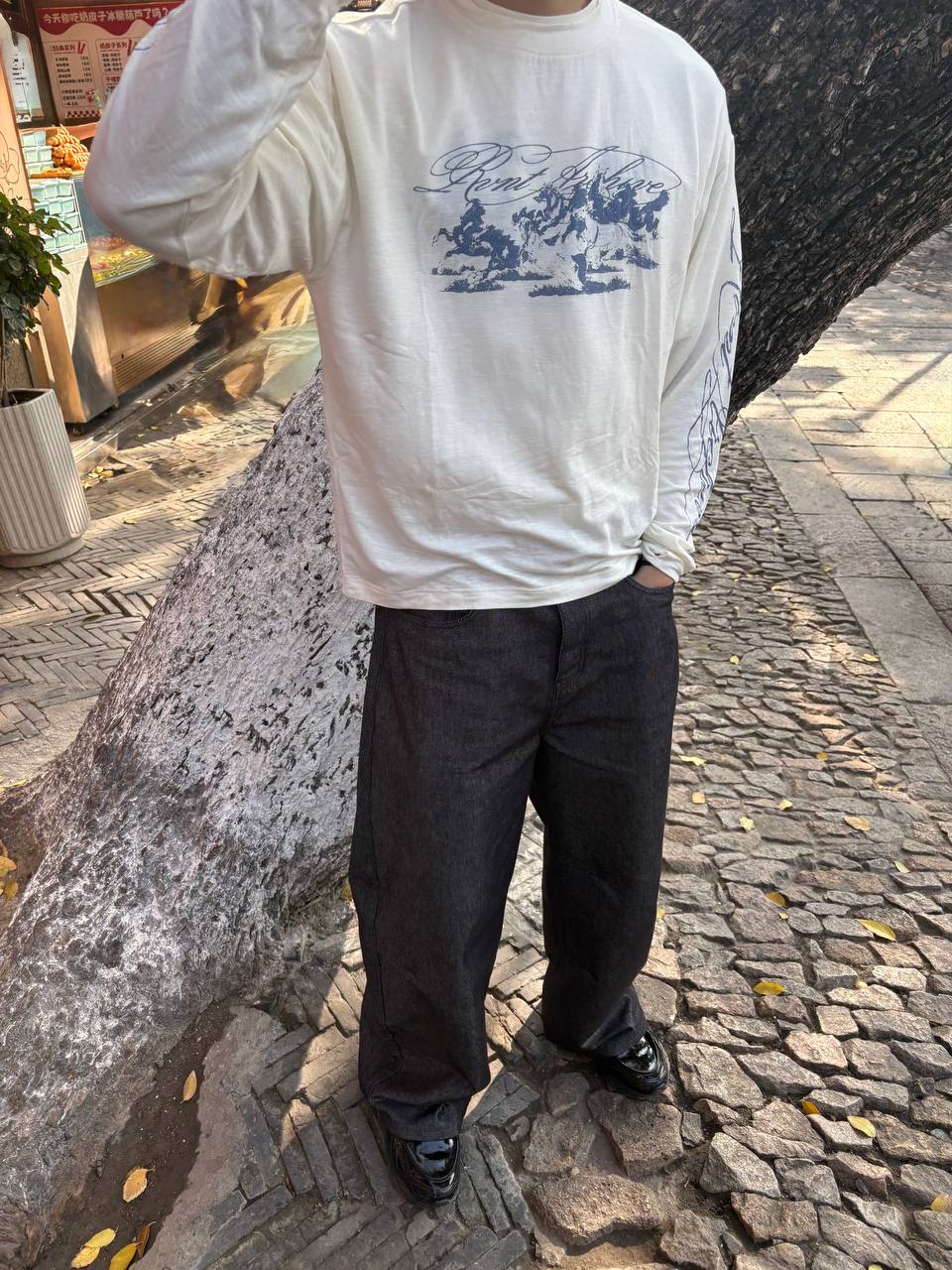 "Year of the Horse" Script Long Sleeve in White