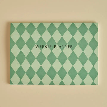 Heather Evelyn Weekly Planner - Green Harlequin