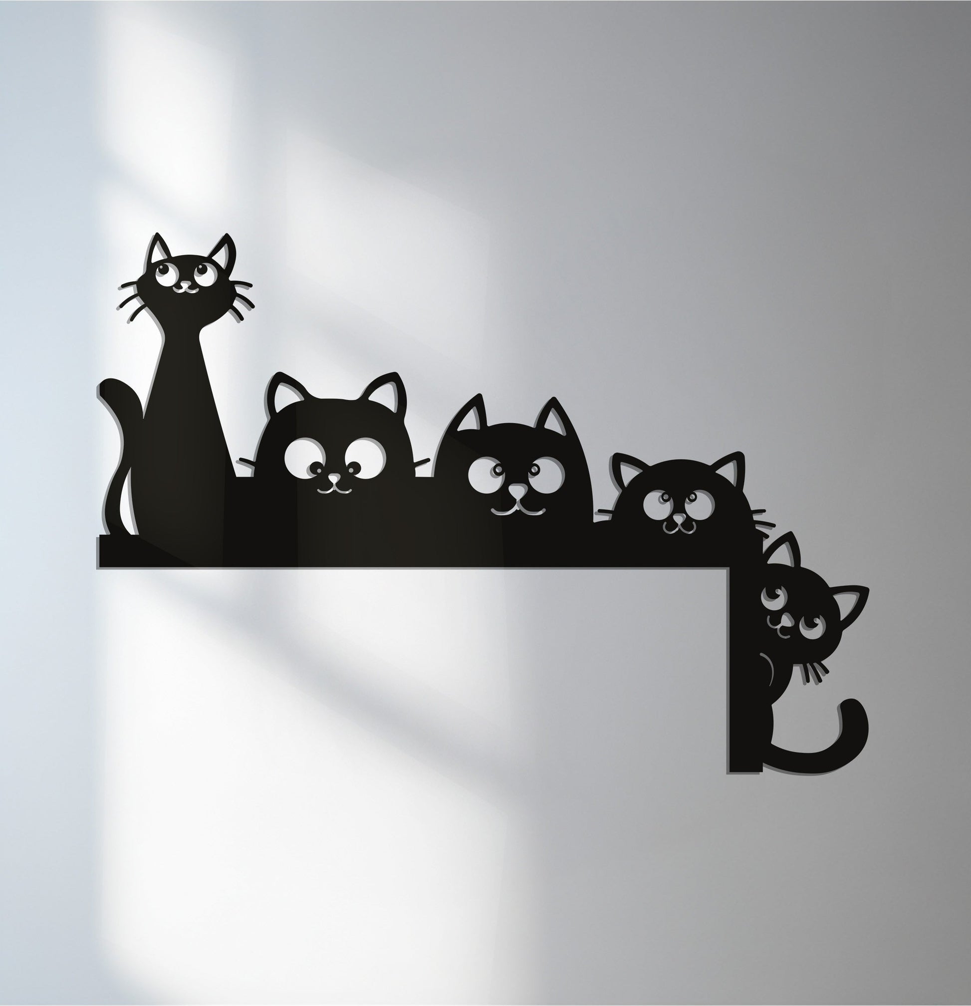 Crafted with durable metal, the Curious Companions – Playful Cats metal art for wall showcases the smooth, precise laser-cut detailing for a premium, modern look.