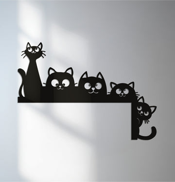 Crafted with durable metal, the Curious Companions – Playful Cats metal art for wall showcases the smooth, precise laser-cut detailing for a premium, modern look.