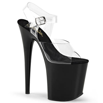 Pleaser FLAMINGO-808 Platform Sandal (Clear/Black)