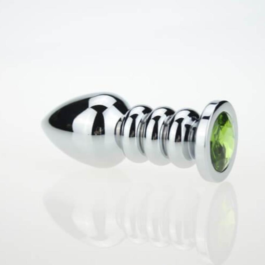 Plug Anal Caspia Metálico con Joya Diseño Ondulado