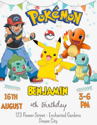 94+ Free Templates for 'Pokemon birthday party invitation template'