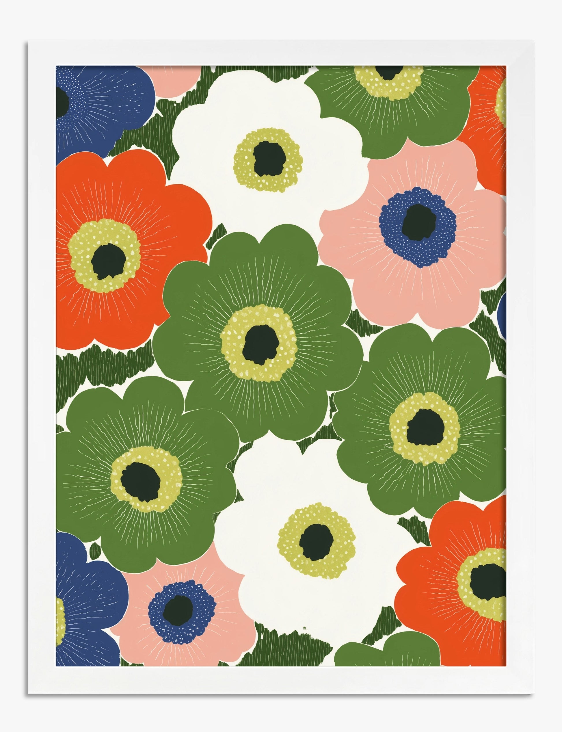 Bold Scandi Blooms Art Print White
