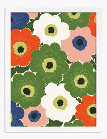 Bold Scandi Blooms Art Print White