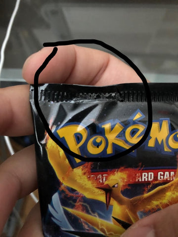 Possible resealed Hidden Fates Pack. Ordered 30 packs from the guy. First 15 looked normal. Second stack of 15 had this mark on the pack. It's shows the same mark on all