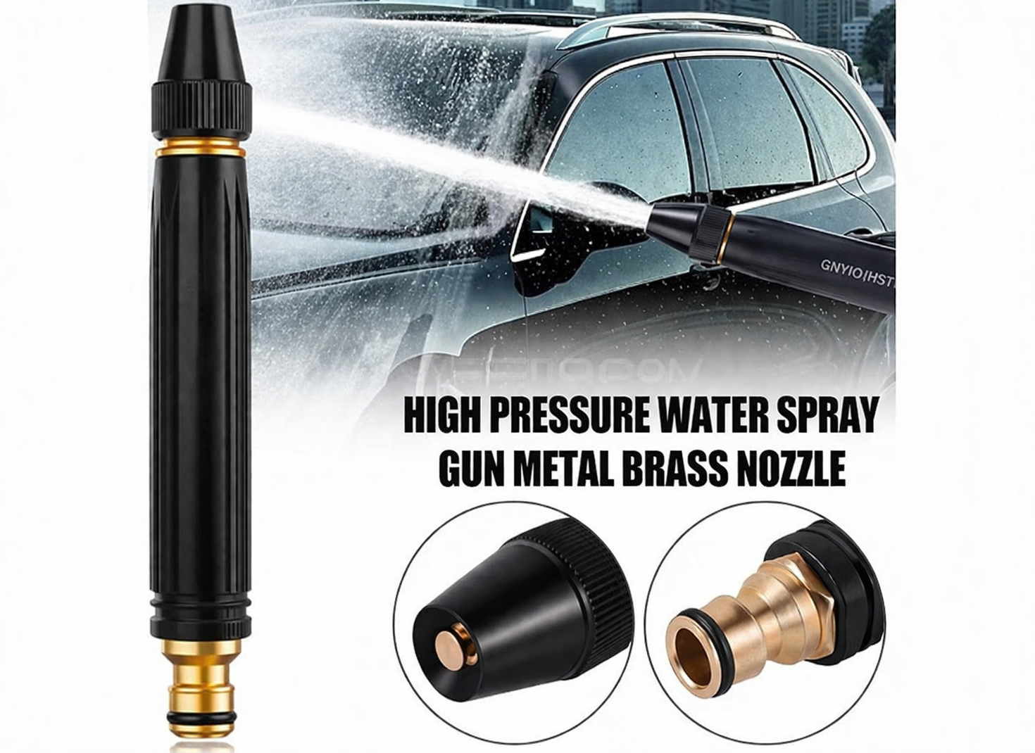 Upgrade High-Pressure Metal Water Spray Gun – Durable Alloy Nozzle with Adjustable Flow, Water Stop Switch for Car Wash, Gardening & Home Cleaning