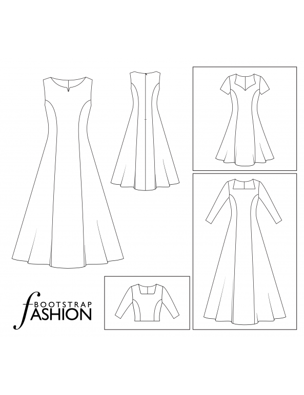 Princess Line Dress sewing Patterns.Custom Fit. Illustrated Sewing  Instructions. BOOTSTRAPFASHION
