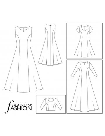 Princess Line Dress sewing Patterns.Custom Fit. Illustrated Sewing  Instructions. BOOTSTRAPFASHION
